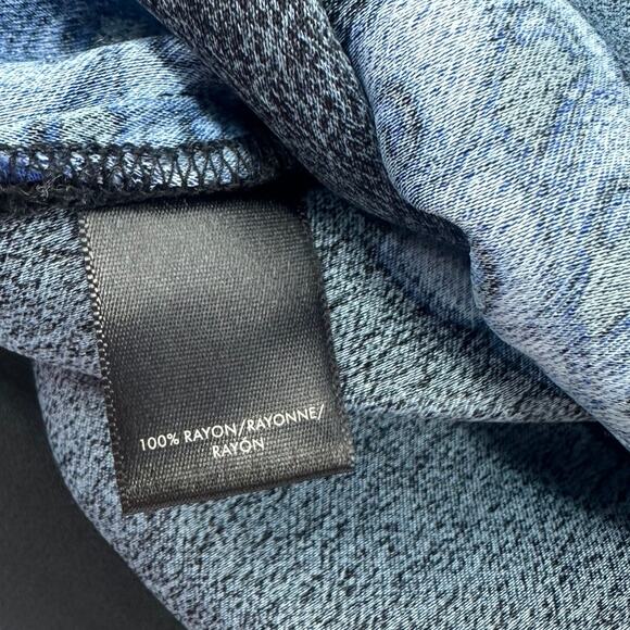 Ann Taylor  Peacock Print Shift  Dress 3/4 Sleeve Women's Medium Blue Black - Picture 5 of 6